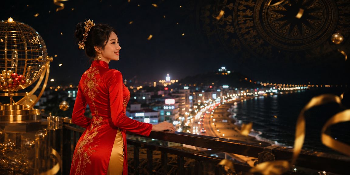 Người phụ nữ mặc áo dài tham gia xổ số và giải trí trực tuyến tại Phan Thiết
